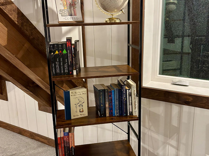 Chapter's End Indoor fireplace and relaxing lounge area